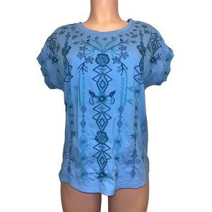 015. Johnny Was Taria Relaxed Tee Top Azure Blue Small